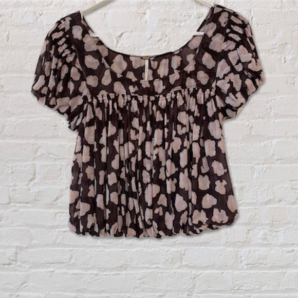 Free People Megs Blouse, size small (animal print) - Picture 3 of 8